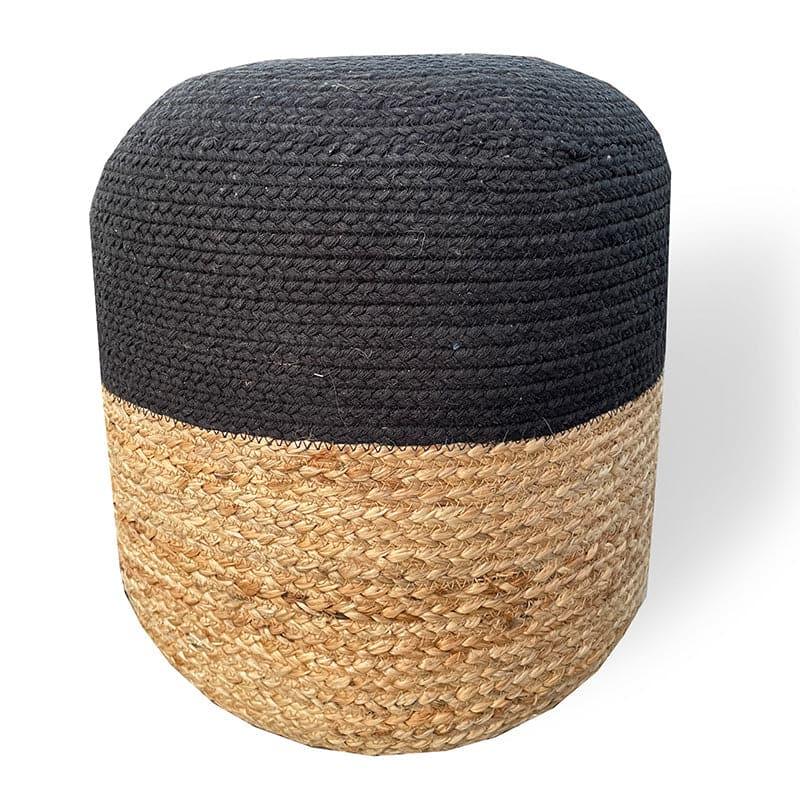 Buy Ruzo Juco Ottoman - Black & Beige Ottomans & Pouffe from Vaaree