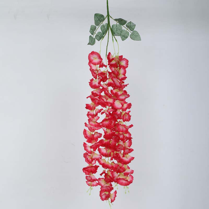 Buy Faux Lush Hanging Morning Glory Plant (Red) - 2.8 Feet Artificial Flowers from Vaaree