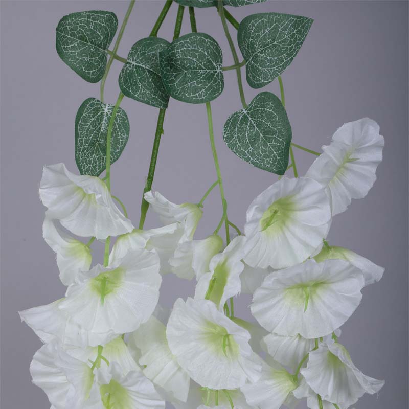 Buy Faux Lush Hanging Morning Glory Plant (White) - 2.8 Feet Artificial Flowers from Vaaree