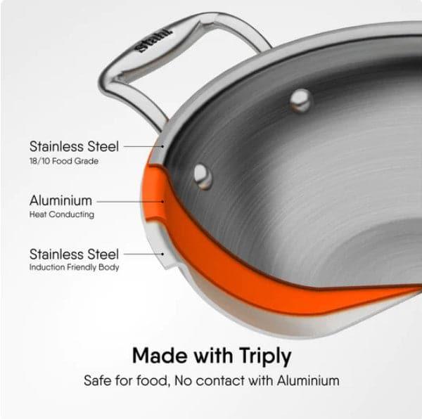 Frying Pan - Stahl Kitchen Induction Safe Frying Pan With Lid - 1300 ml/8 Inches