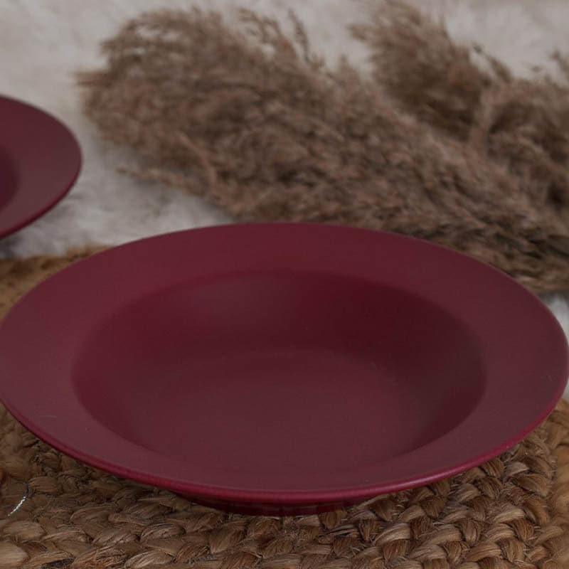 Pasta Plate - Rubeena Maroon Pasta Plate - Set Of Two