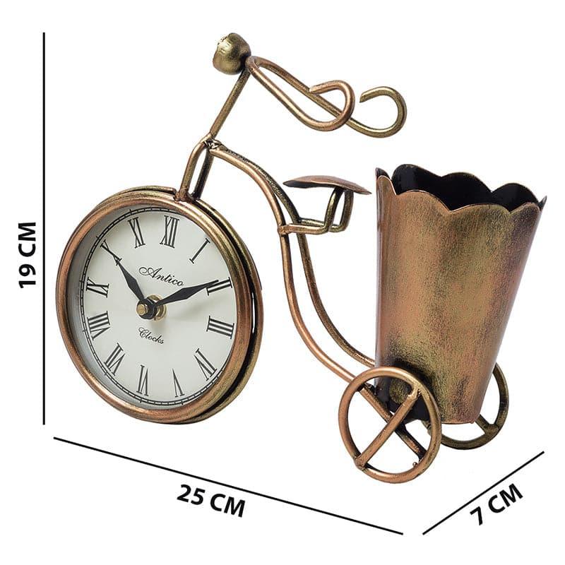 Pen Stand - Bicycle Clock With Stationery Holder Cum Clock