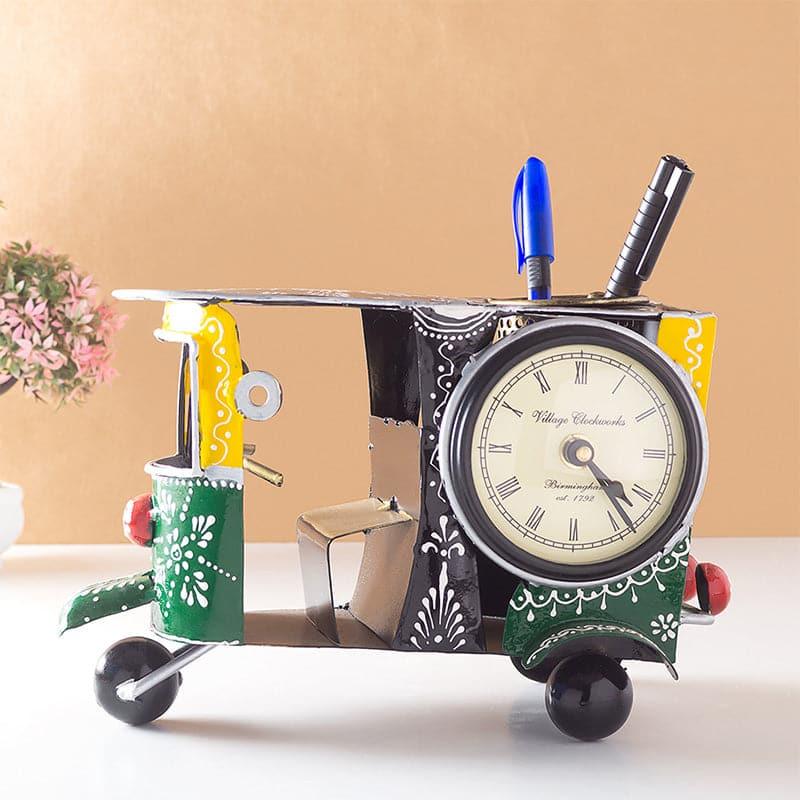 Pen Stand - Rickshaw Stationery Holder Cum Clock