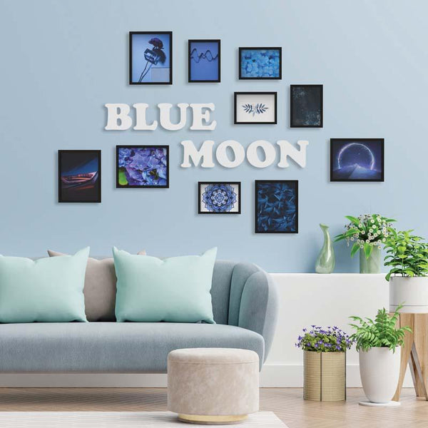 Buy Photo Frames - Blue Moon Wall Photo Frame Collage - Set Of Ten at Vaaree online