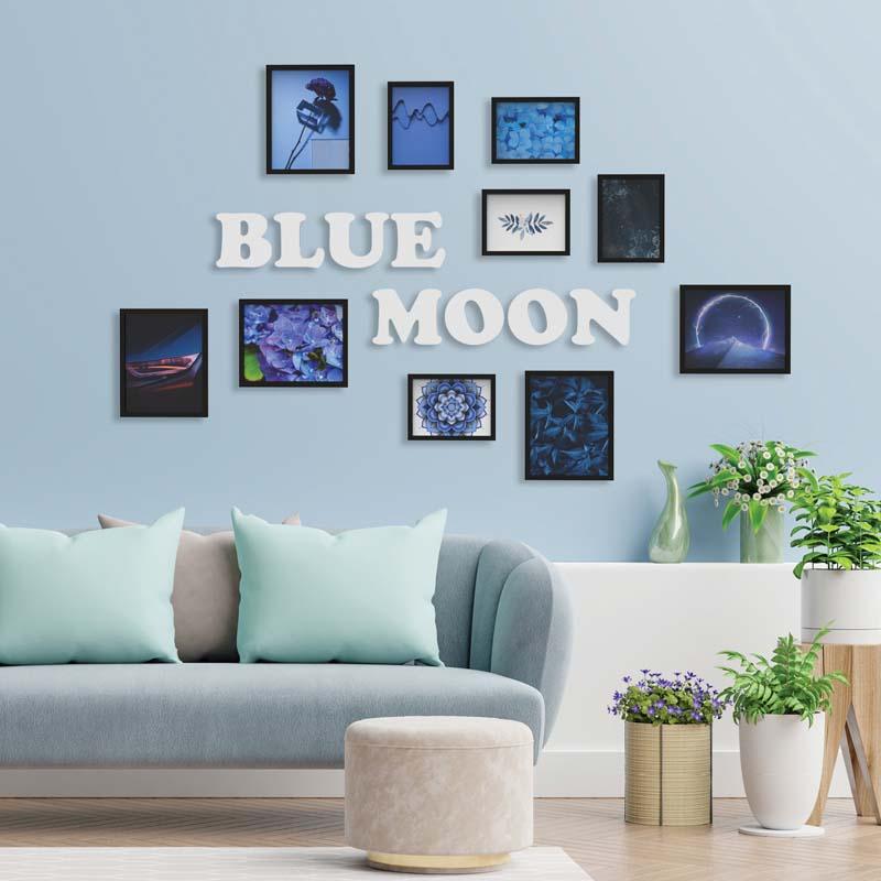 Buy Blue Moon Wall Photo Frame Collage - Set Of Ten Photo Frames from Vaaree