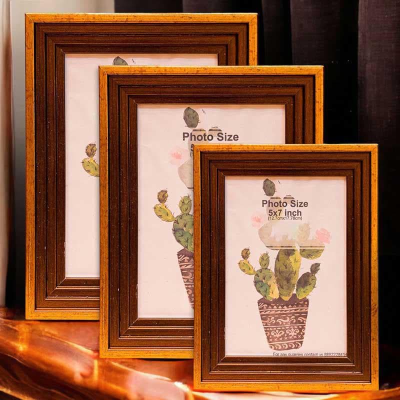 Buy Crafty Timber Tales Table Photo Frame - Set Of Three Photo Frames from Vaaree