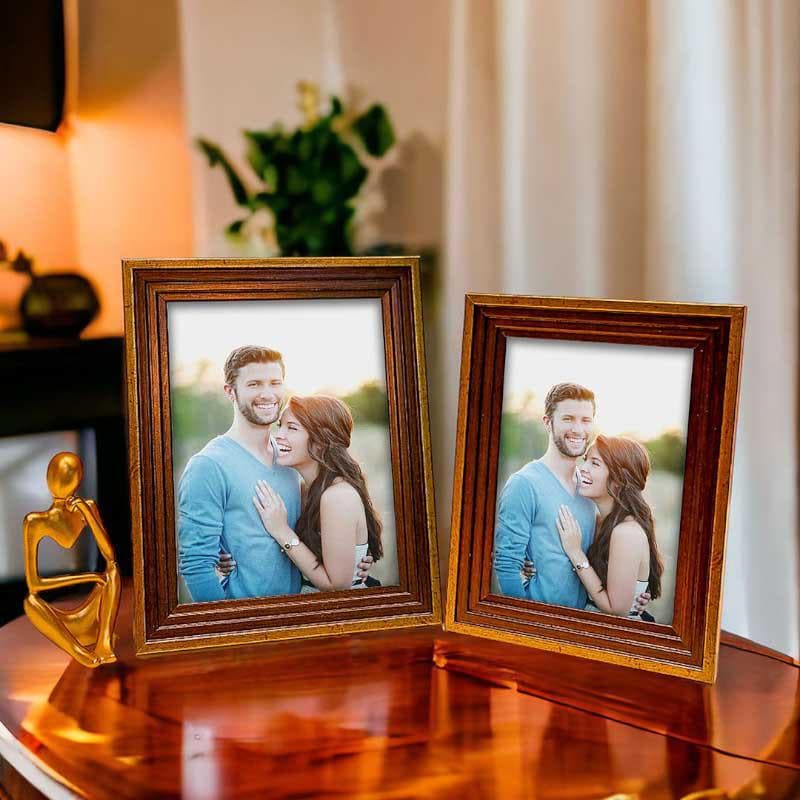 Buy Crafty Timber Tales Table Photo Frame - Set Of Two Photo Frames from Vaaree