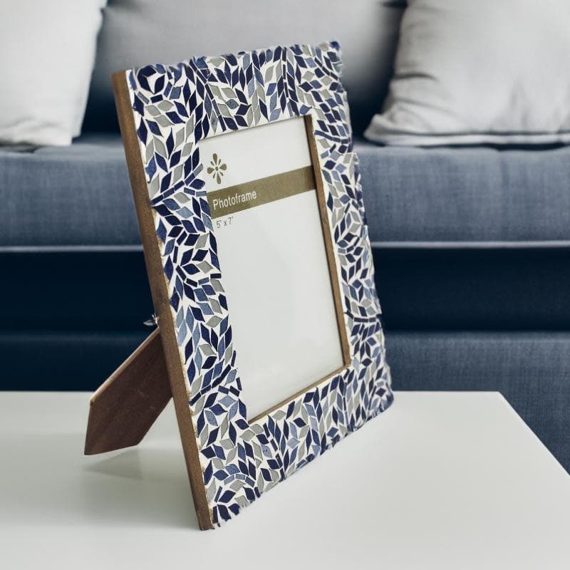 Buy Mosaic Leafies Photo Frame - Blue Photo Frames from Vaaree