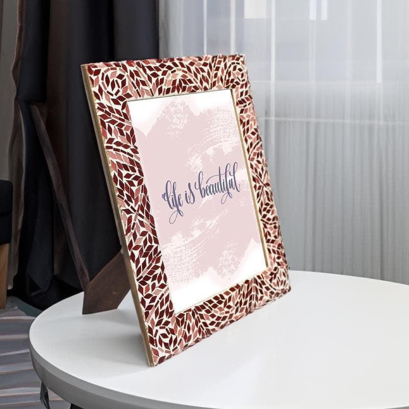 Buy Mosaic Leaflets Photo Frame - Maroon Photo Frames from Vaaree