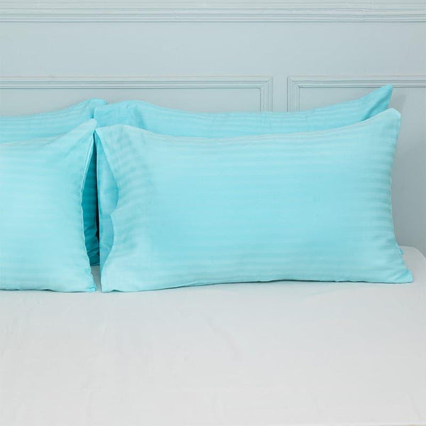 Buy Cornae Striped Pillow Cover (Aqua Blue) - Set Of Four Pillow Covers from Vaaree