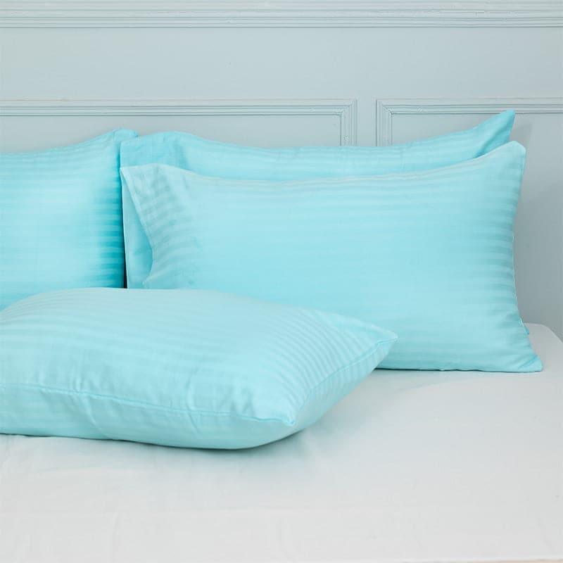 Buy Pillow Covers - Cornae Striped Pillow Cover (Aqua Blue) - Set Of Four at Vaaree online