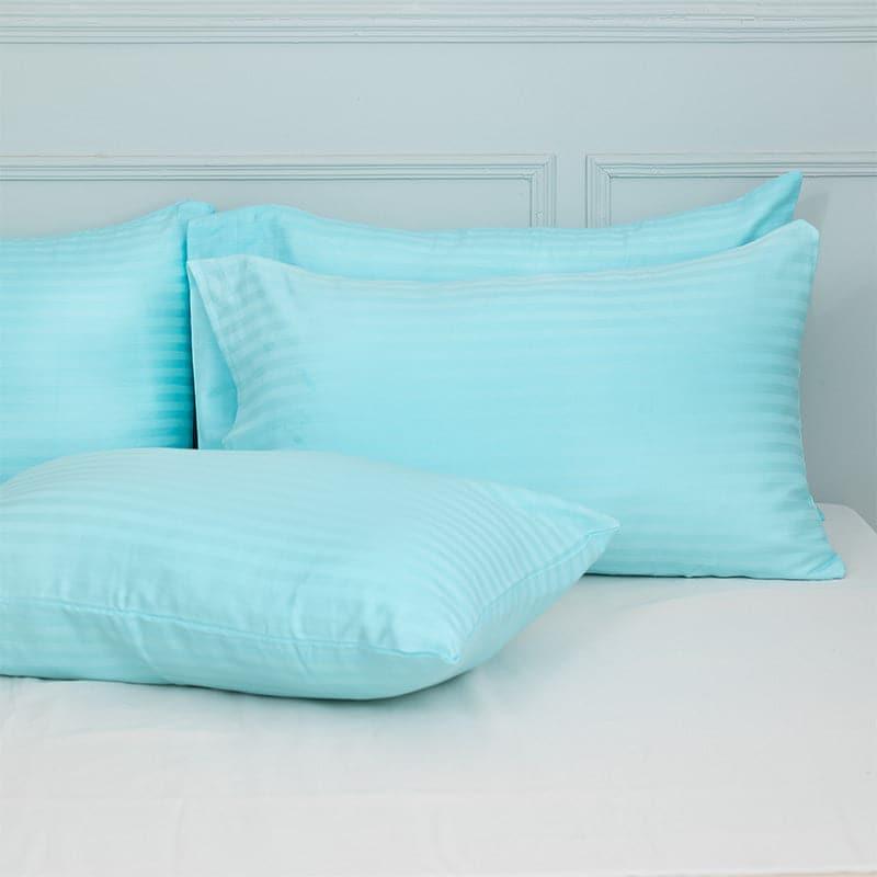 Buy Cornae Striped Pillow Cover (Aqua Blue) - Set Of Four Pillow Covers from Vaaree