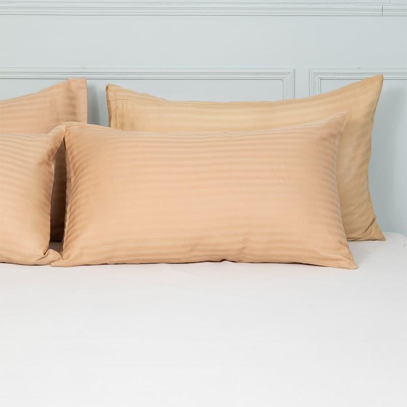 Buy Pillow Covers - Cornae Striped Pillow Cover (Beige) - Set Of Four at Vaaree online