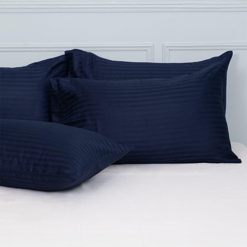 Buy Pillow Covers - Cornae Striped Pillow Cover (Navy Blue) - Set Of Four at Vaaree online