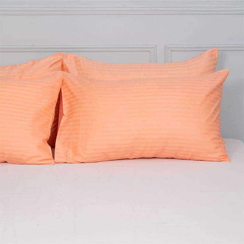 Buy Pillow Covers - Cornae Striped Pillow Cover (Peach) - Set Of Four at Vaaree online