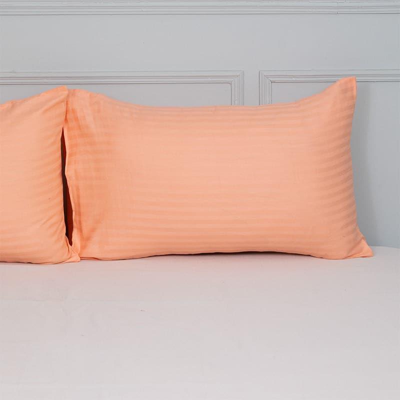 Buy Pillow Covers - Cornae Striped Pillow Cover (Peach) - Set Of Two at Vaaree online