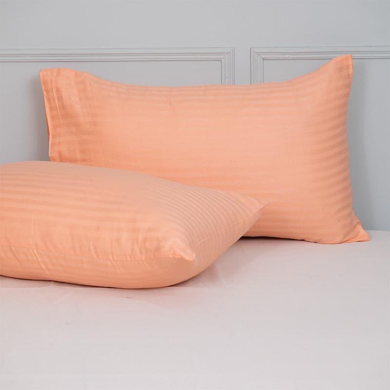 Buy Pillow Covers - Cornae Striped Pillow Cover (Peach) - Set Of Two at Vaaree online