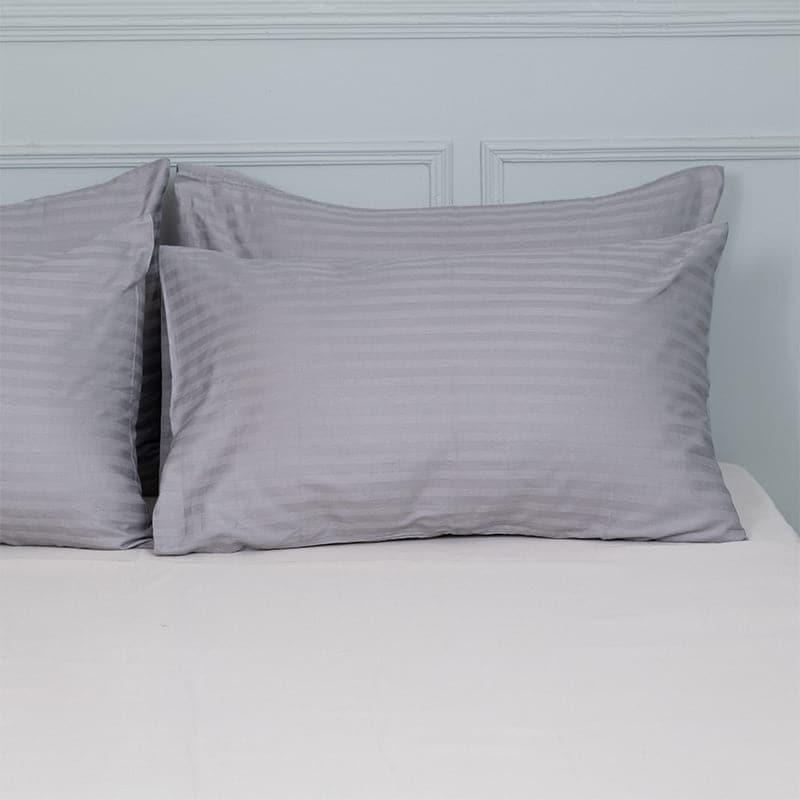 Buy Pillow Covers - Cornae Striped Pillow Cover (Silver) - Set Of Four at Vaaree online