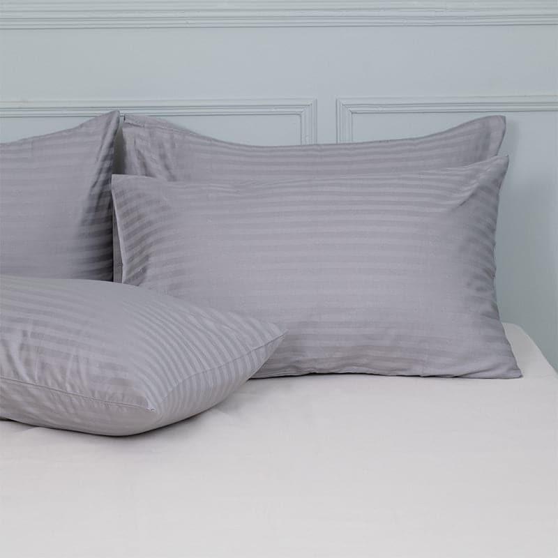Buy Pillow Covers - Cornae Striped Pillow Cover (Silver) - Set Of Four at Vaaree online
