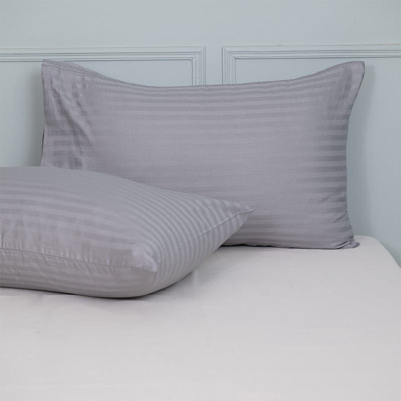 Buy Pillow Covers - Cornae Striped Pillow Cover (Silver) - Set Of Two at Vaaree online