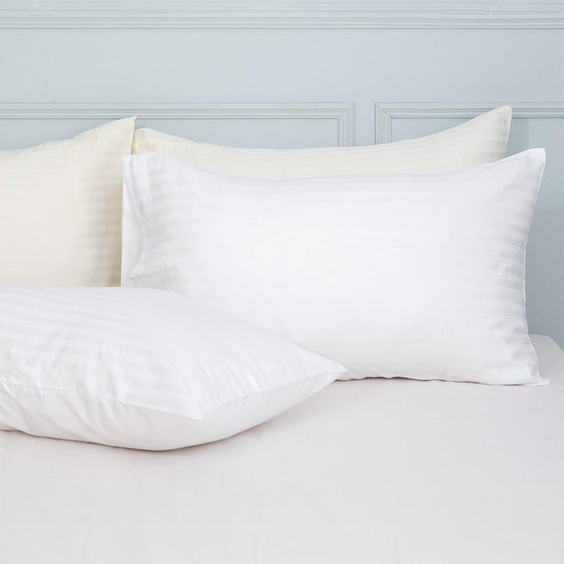 Buy Cornae Striped Pillow Cover (White & Ivory) - Set Of Four Pillow Covers from Vaaree