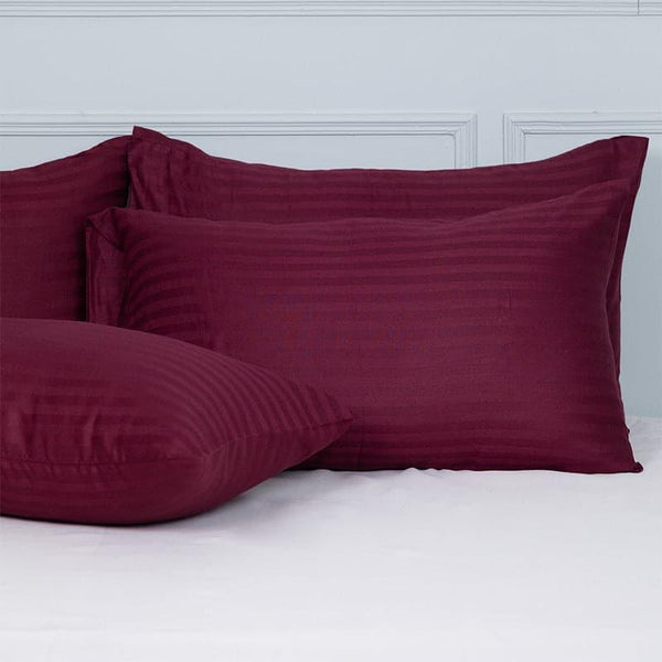 Buy Cornae Striped Pillow Cover (Wine) - Set Of Four Pillow Covers from Vaaree