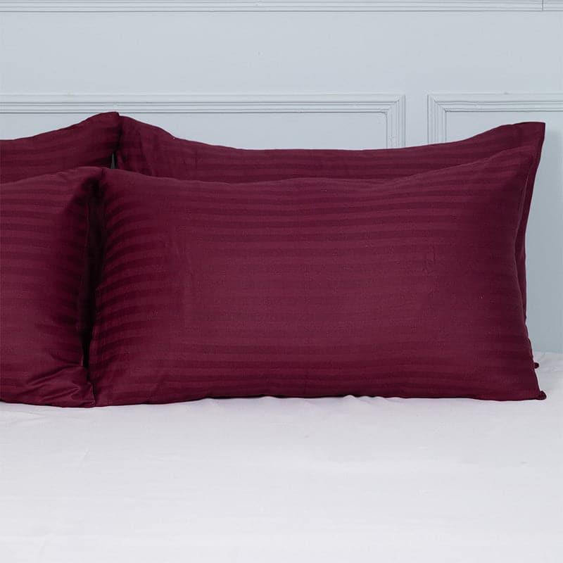 Buy Cornae Striped Pillow Cover (Wine) - Set Of Four Pillow Covers from Vaaree