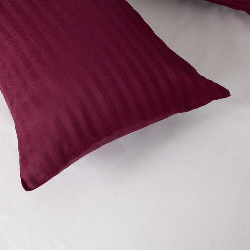 Buy Pillow Covers - Cornae Striped Pillow Cover (Wine) - Set Of Four at Vaaree online
