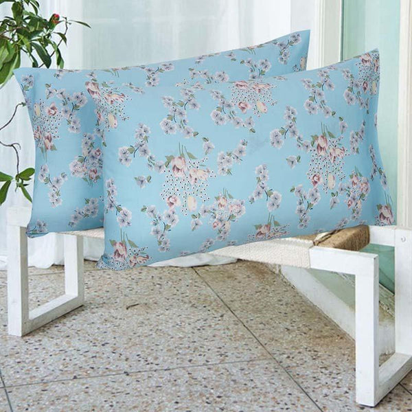 Buy Pillow Covers - Enchanted Flora Pillow Covers (Blue)- Set Of Two at Vaaree online