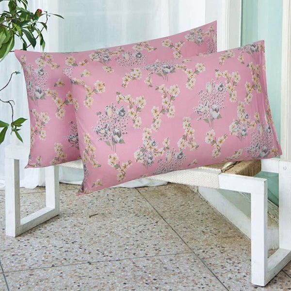 Buy Enchanted Flora Pillow Covers (Pink)- Set Of Two Pillow Covers from Vaaree