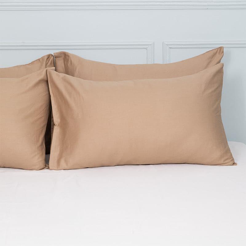 Buy Pillow Covers - Remy Solid Pillow Cover (Khaki) - Set Of Four at Vaaree online