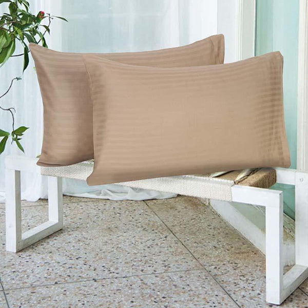 Buy Striped Wonder Pillow Cover (Khaki) - Set Of Two Pillow Covers from Vaaree