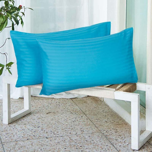 Buy Striped Wonder Pillow Cover (Turquoise Blue) - Set Of Two Pillow Covers from Vaaree