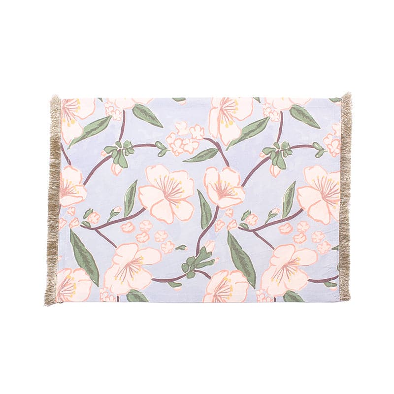 Table Mat - Badamwari Gardenia Placemat (Blue) - Set Of Two