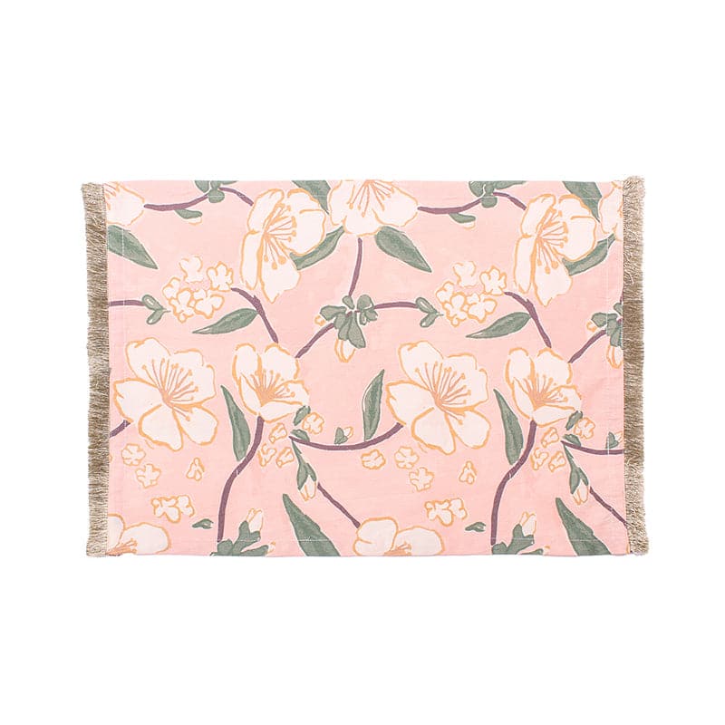 Table Mat - Badamwari Gardenia Placemat (Peach) - Set Of Two