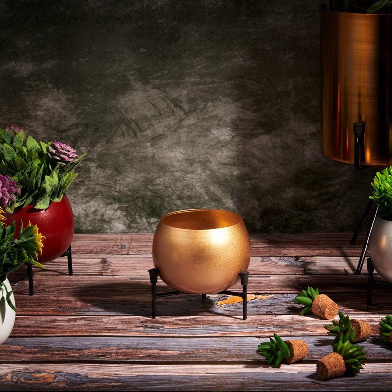 Buy Eukene Metal Planter - Gold Planter Stand from Vaaree