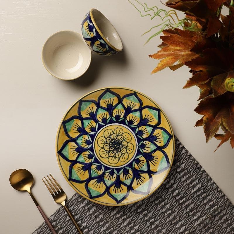 Buy Mindful Mandala Dinner Plate With Two Bowls Plate & bowl from Vaaree