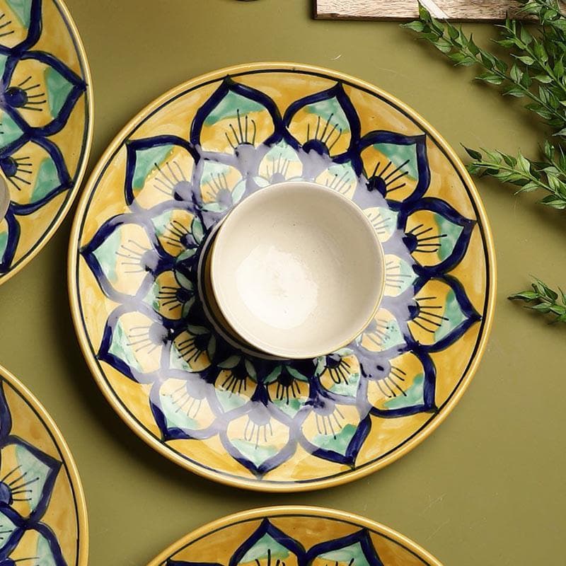 Buy Mindful Mandala Dinner Plate With Two Bowls Plate & bowl from Vaaree