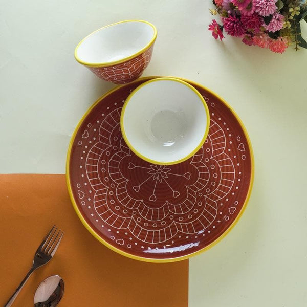 Plate & bowl - Revista Mandala Plate With Bowl (Red)