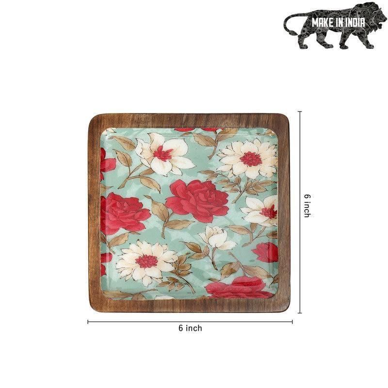 Buy Aimee Floral Square Serving Tray Platter from Vaaree