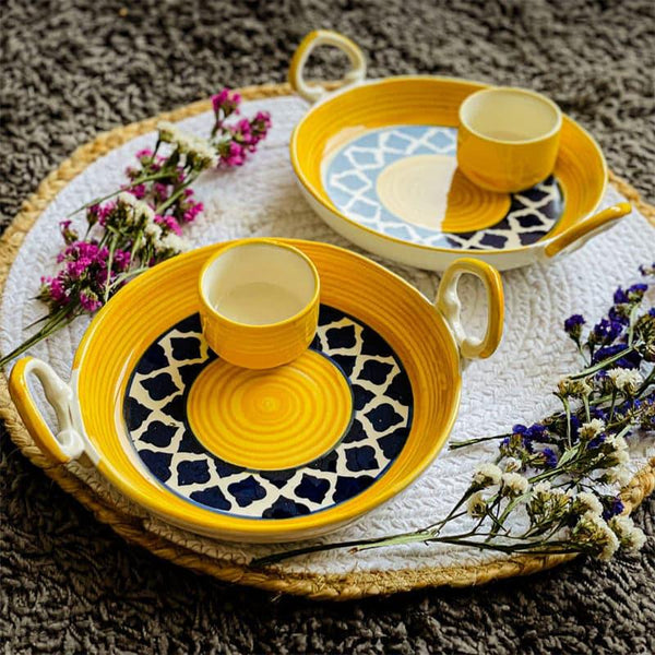 Buy Alkina Platter Yellow - Set Of Two Platter from Vaaree