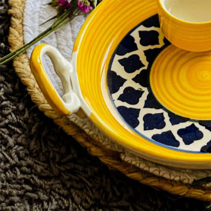 Buy Alkina Platter Yellow - Set Of Two Platter from Vaaree