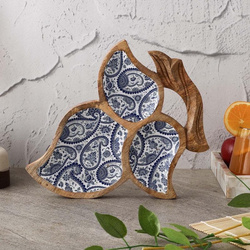 Platter - Azure Paisley Foliate Platter