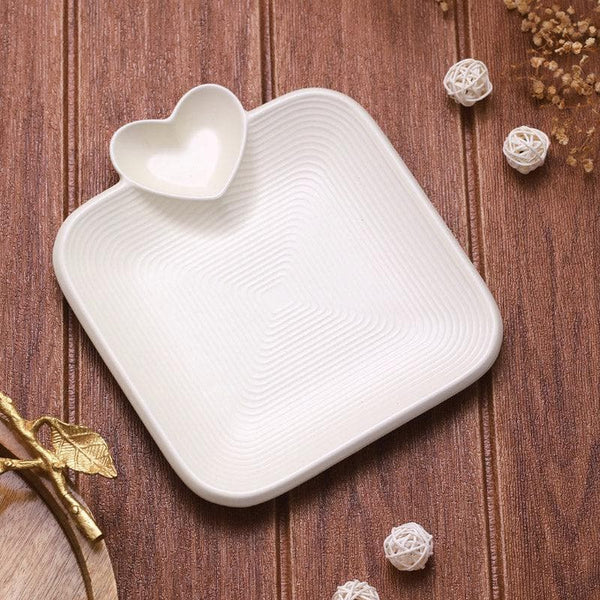 Platter - Chip And Dip Plate - White