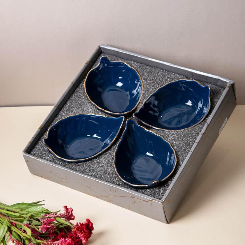 Platter - Rubeena Leaf Platter (Navy) - Set Of Four