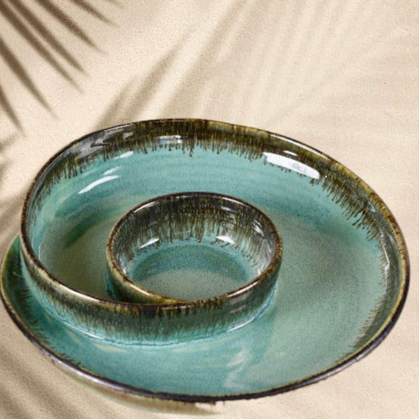 Buy Swirl Swoop Platter - Sea Green Platter from Vaaree