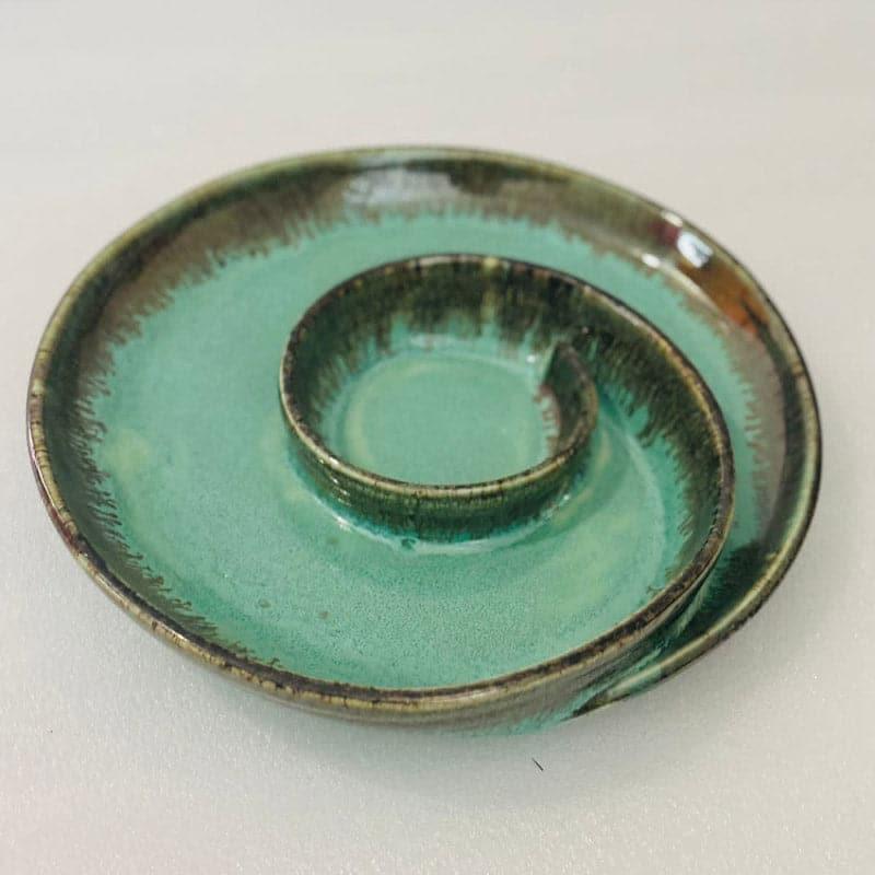 Buy Swirl Swoop Platter - Sea Green Platter from Vaaree