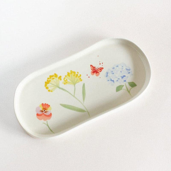 Buy Wildflower Meadow Handpainted Ceramic Rectangular Platter Platter from Vaaree