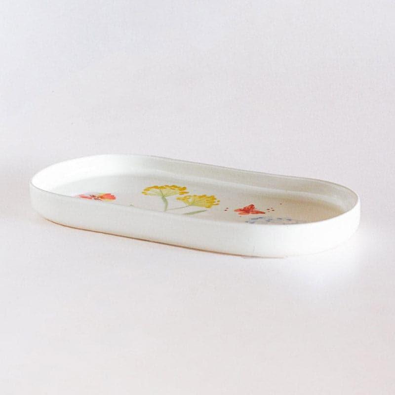 Buy Wildflower Meadow Handpainted Ceramic Rectangular Platter Platter from Vaaree