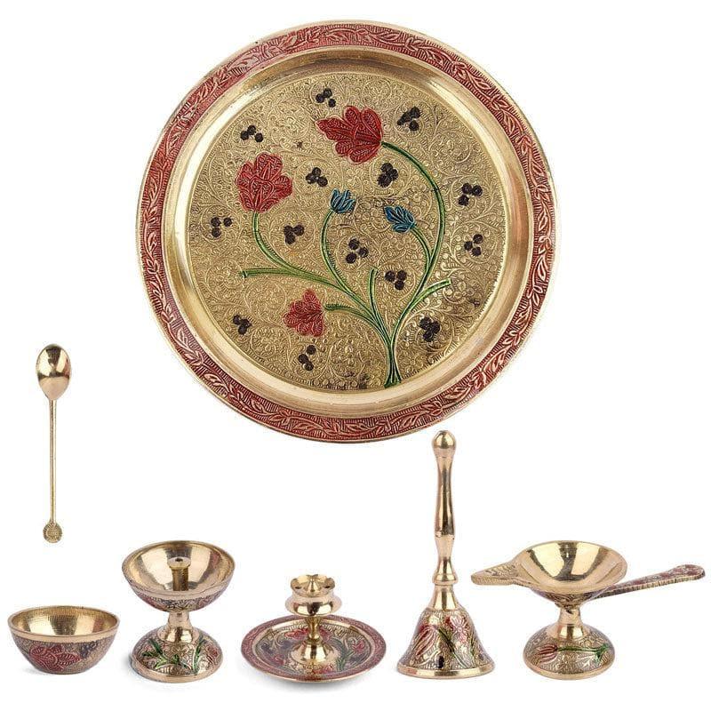 Buy Decorative Brass Puja Thali With Velvet Box Pooja Thali & Sets from Vaaree